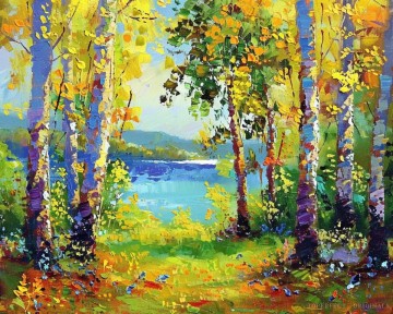 Landscapes Painting - Original trees canvas art woods oil painting landscape lake